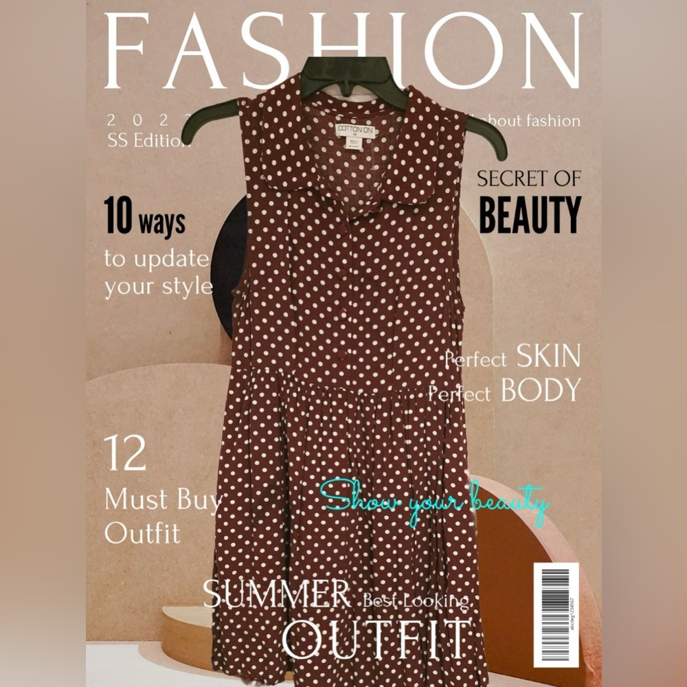 Cotton On red & white v-neck button down dress -XS